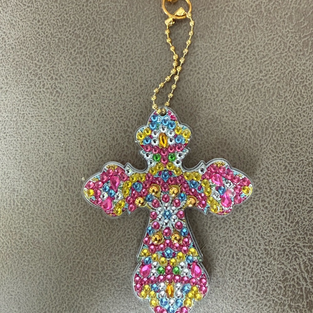 Colorful Crystal Cross Key Holder
